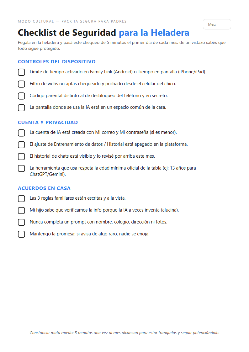 Checklist de Seguridad para la Heladera